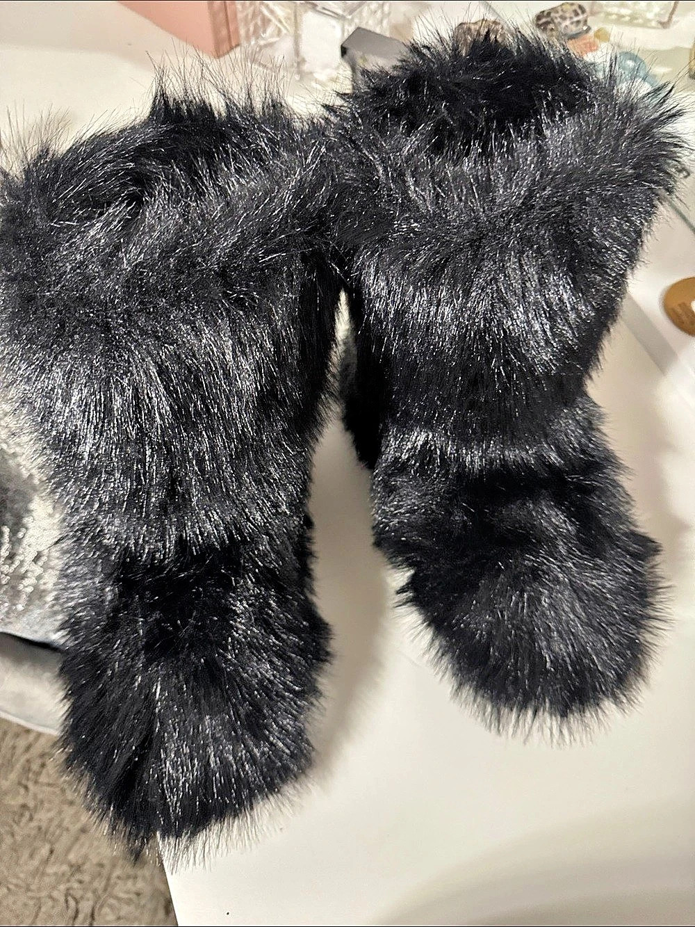 Black Fuzzy Boots New